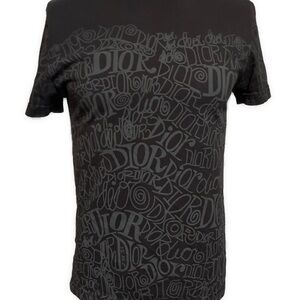Dior men’s black gray logo crew neck short sleeve t shirt